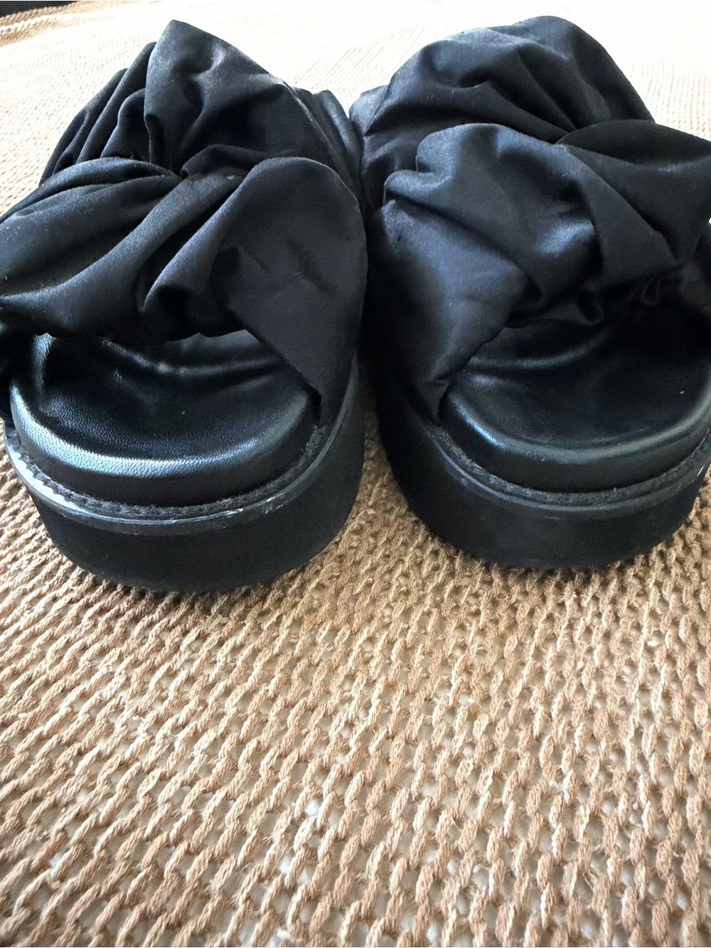 Ganni Black Ruched Platform Slide Mules - Picture 4 of 7